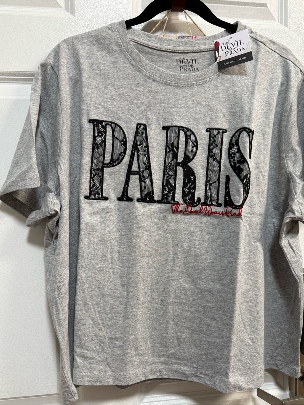 Grayson Threads Gray Paris Graphic Tee with Black & Red Detail